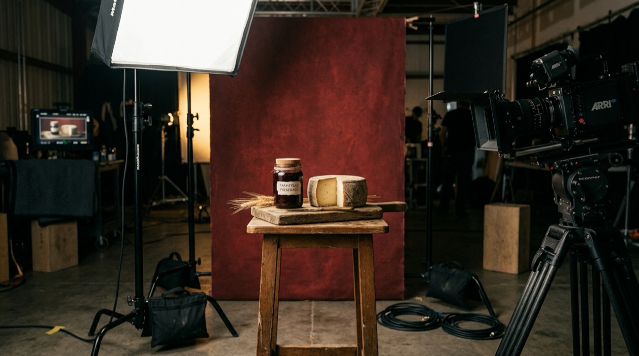 An emerging farm-and-ranch brand captured in a bright product-film studio